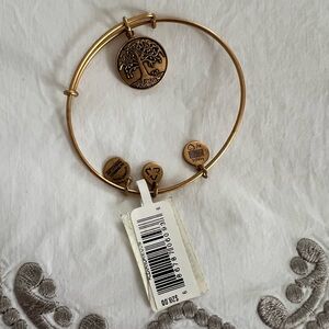 Alex and Ani Gold Charm Bracelet with Tree Design